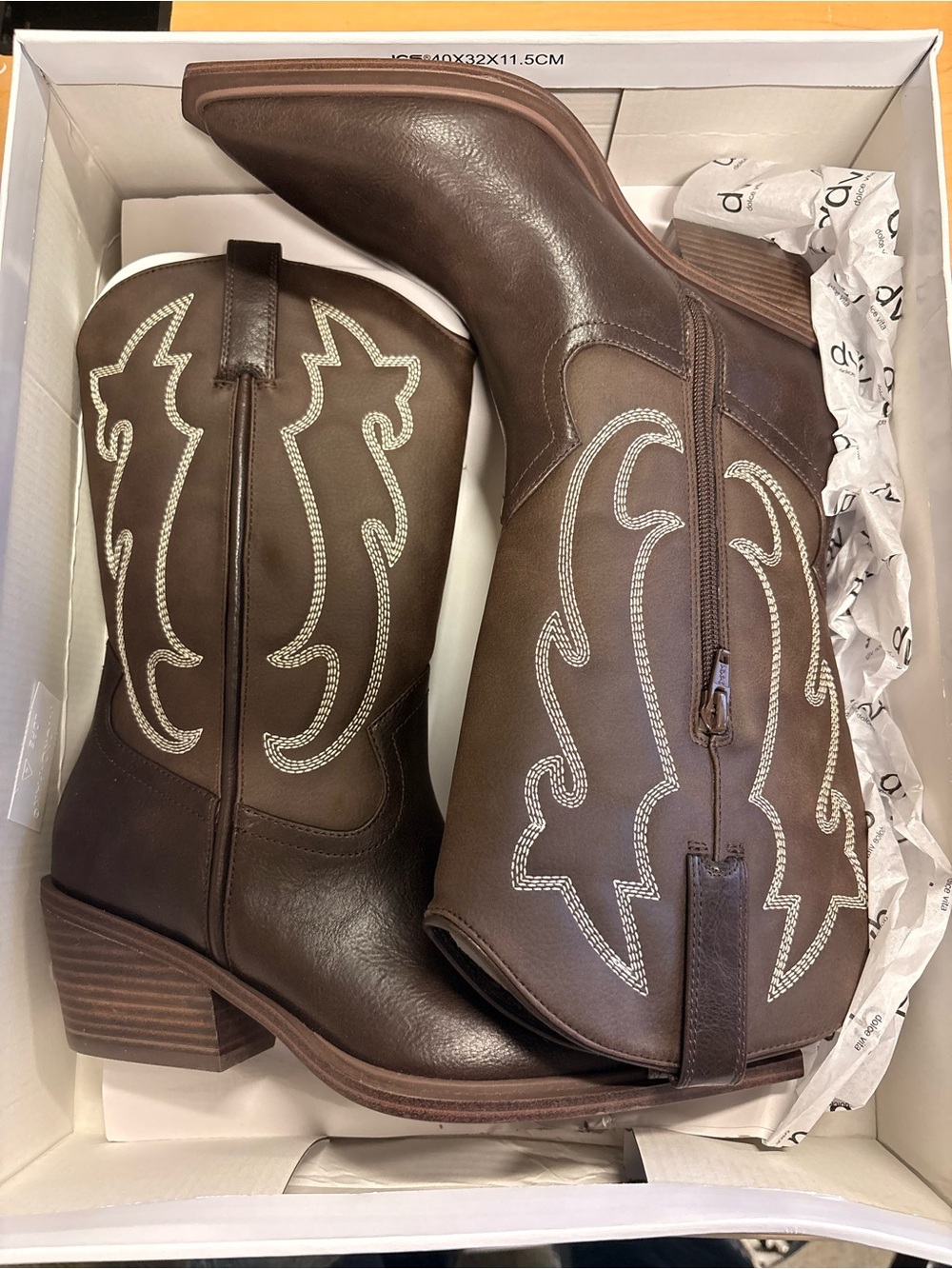 Dolce Vita Brown Western Embroidered Leather Boots